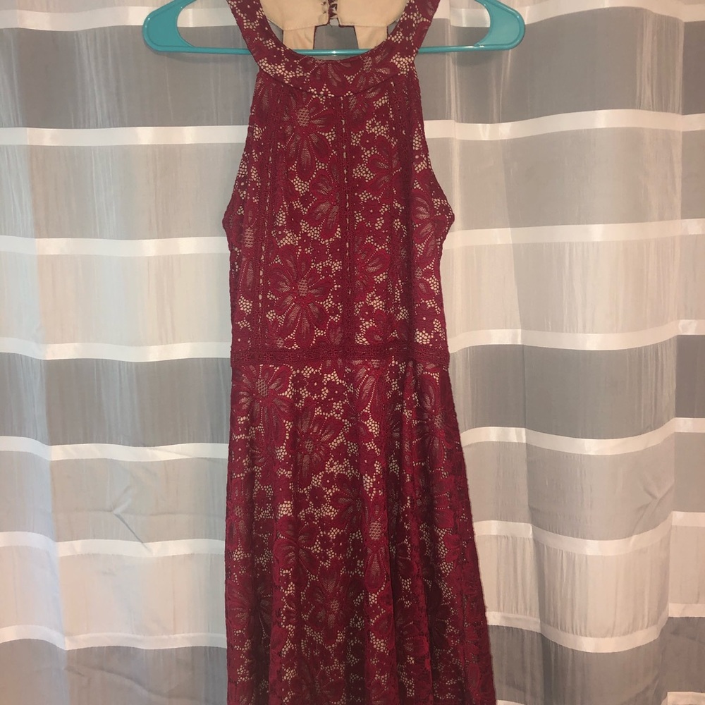 Crystal Doll Red Floral Lace Dress